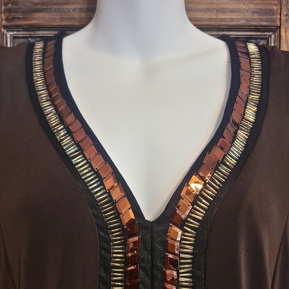 Beaded Maxi Dress Abstract, Artsy – by Madison Leigh Size 6 - Picture 2 of 7